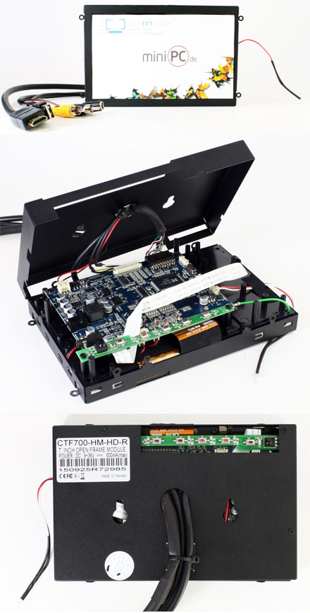 CTFHD700-<b>HM-M</b> - HDMI 7" TFT - Multi-Touchscreen USB - <b>OPEN-FRAME</b> (<b>800nits , TMR-Technologie</b>)